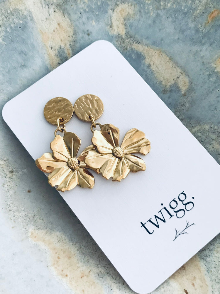 Chemistry Flower Hammered Coin Earrings