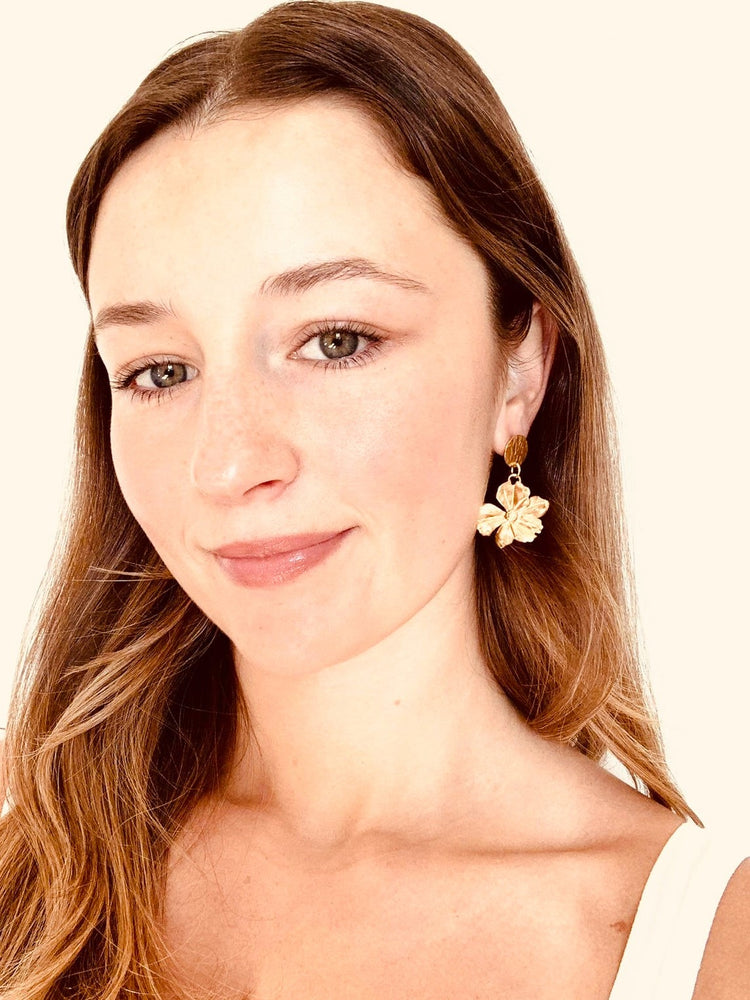 Chemistry Flower Hammered Coin Earrings